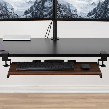 VIVO Extra Long Clamp-on Computer Keyboard and Mouse Under Desk Slider Tray, 34 x 11 inch Pull Out Platform Drawer, Black, MOUNT-KB15EB