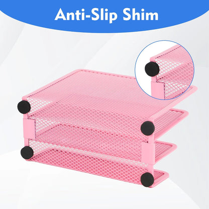 EASEPRES Desk Mail Organizer, Office Small Desktop Metal Mesh Envelope Letter Sorter Paper File Holder Organizer with 3 Vertical Upright Compartments, Black