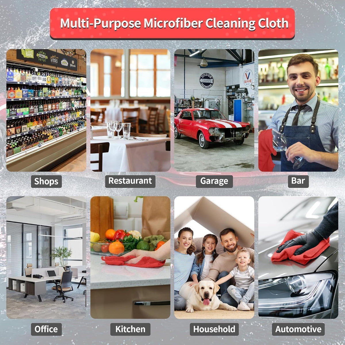 Microfiber Cleaning Cloth, Cleaning Rags Microfiber Towel Bulk Absorbent Lint-Free Wash Cloths, All-Purpose Shop Towels for Cars, Automotive, Garage, Home & Kitchen 11.5"*11.5"