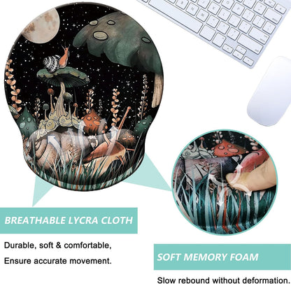 Mouse Pad with Wrist Support, Ergonomic Mouse Pad with Memory Foam Wrist Rest Cushion, Non-Slip Rubber Base Gaming Mice Pad for Home Office Computer Laptop, Flower Black