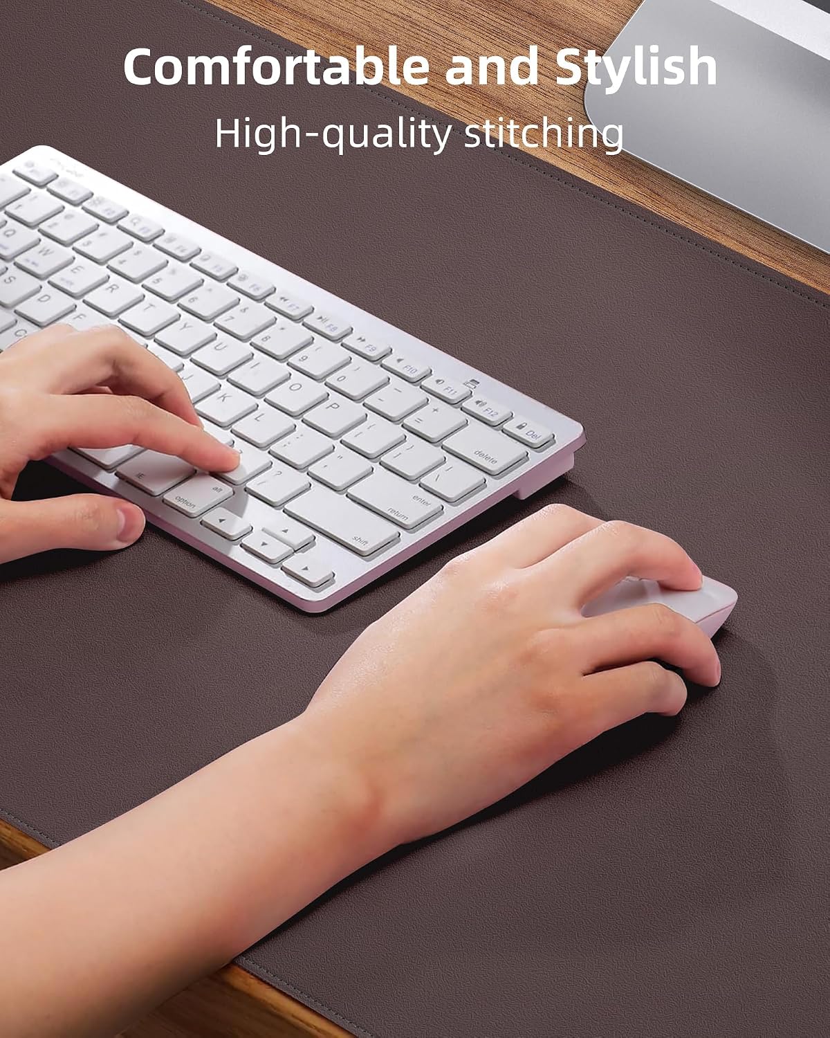 AFIING Large Desk Mat 55" x 24" - PU Leather Desk Pad Protector, Waterproof Non-Slip Extended Mouse Pad for Office Desk, Keyboard, Laptop and Home Workspace (Black)