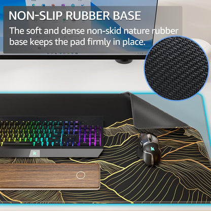 KTRIO Large Gaming Mouse Pad Desk Mat for Gamer, 31.5" x 11.8", Black, XL | Extended Size Design, Superior Micro-Weave Cloth, Non-Slip Rubber Base, Durable Stitched Edges, Water-Resistant Coating