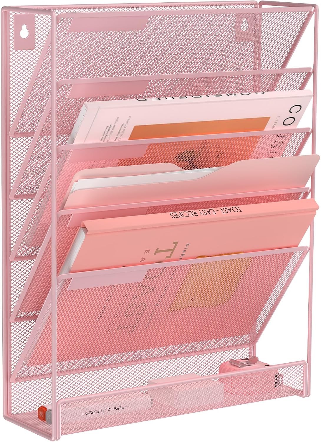 Kuntine.B Wall File Organizer Office Hanging Magazine Holder Wall File Organizer for Office Home (Black, 5 Tier)