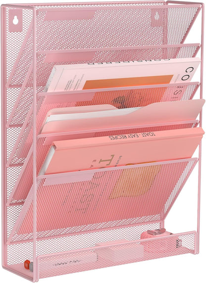 Kuntine.B Wall File Organizer Office Hanging Magazine Holder Wall File Organizer for Office Home (Black, 5 Tier)