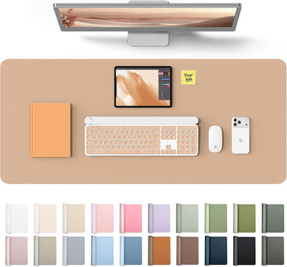 YSAGi Leather Desk Pad Protector, Office Desk Mat, Large Mouse Pad, Non-Slip PU Leather Desk Blotter, Waterproof Laptop Desk Writing Pad for Office and Home (23.6" x 13.8", Eggshell) - Colors B