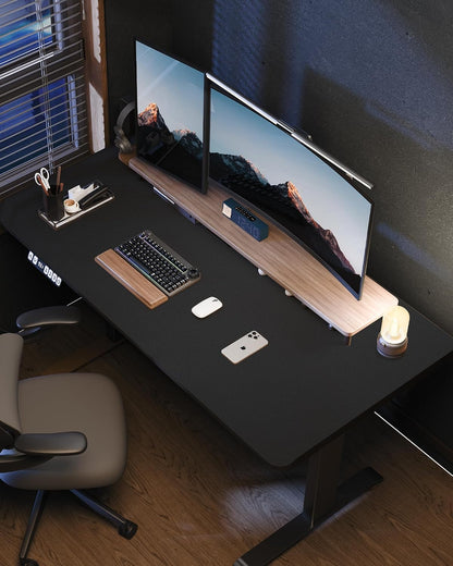 AFIING Large Desk Mat 55" x 24" - PU Leather Desk Pad Protector, Waterproof Non-Slip Extended Mouse Pad for Office Desk, Keyboard, Laptop and Home Workspace (Black)