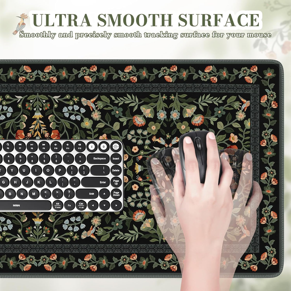 iCasso Desk Mat for Keyboard and Mouse, Large Mouse Pad, Desk Pad Mat, Anti-Slip Big Mousepad with Stitched Edges for Computer Desktop(Deep Green)
