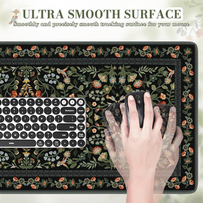 iCasso Desk Mat for Keyboard and Mouse, Large Mouse Pad, Desk Pad Mat, Anti-Slip Big Mousepad with Stitched Edges for Computer Desktop(Deep Green)