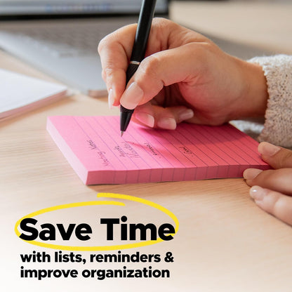 Post-it Super Sticky Notes, 3x3 in, 6 Pads, 2X The Sticking Power, Energy Boost Collection, Bright Colors (Orange, Pink, Blue, Green),Recyclable (654-6SSAU)