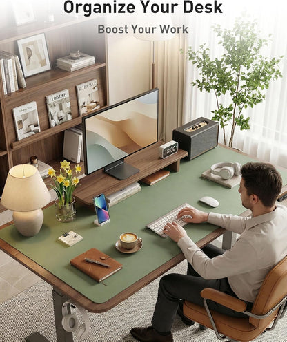 Aothia Leather Office Desk Pad Protector, Non-Slip PU Leather Desk Blotter, Waterproof Laptop Writing Mouse Pad for Office and Home, Black, 31.5" x 15.7" - Colors A