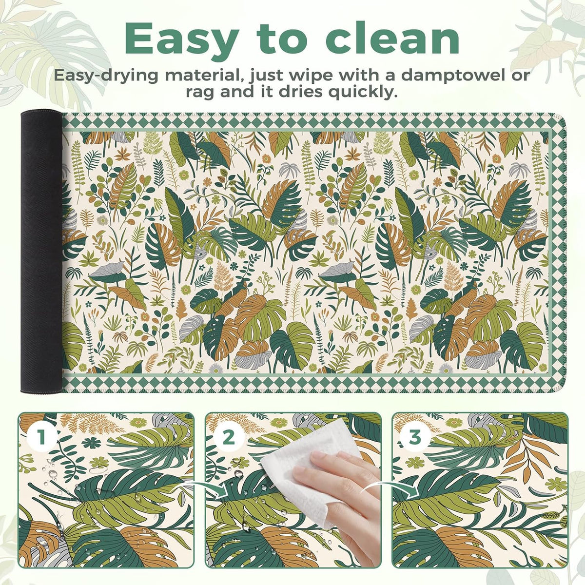 Desk Mat,Mouse Pad for Office Desk,35.4x15.7in,Pink Flowers