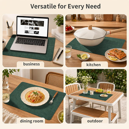 Maxpearl Faux Leather Placemats Set of 6 - Waterproof - Wipe Clean - Heat Resistant - Anti Slip Dining Table Place Mats, Suitable for Indoor & Outdoor Use, 17’’×12’’, Beige