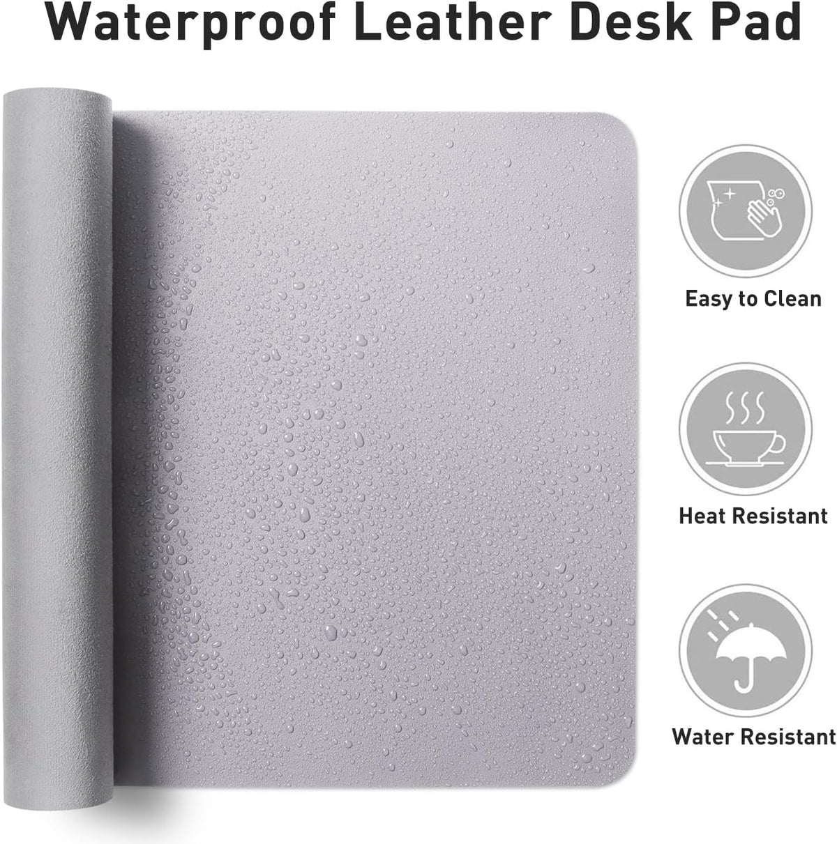 Aothia Leather Office Desk Pad Protector, Non-Slip PU Leather Desk Blotter, Waterproof Laptop Writing Mouse Pad for Office and Home, Black, 31.5" x 15.7" - Colors B