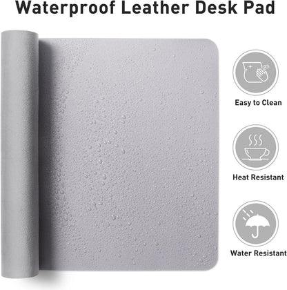 Aothia Leather Office Desk Pad Protector, Non-Slip PU Leather Desk Blotter, Waterproof Laptop Writing Mouse Pad for Office and Home, Black, 31.5" x 15.7" - Colors B