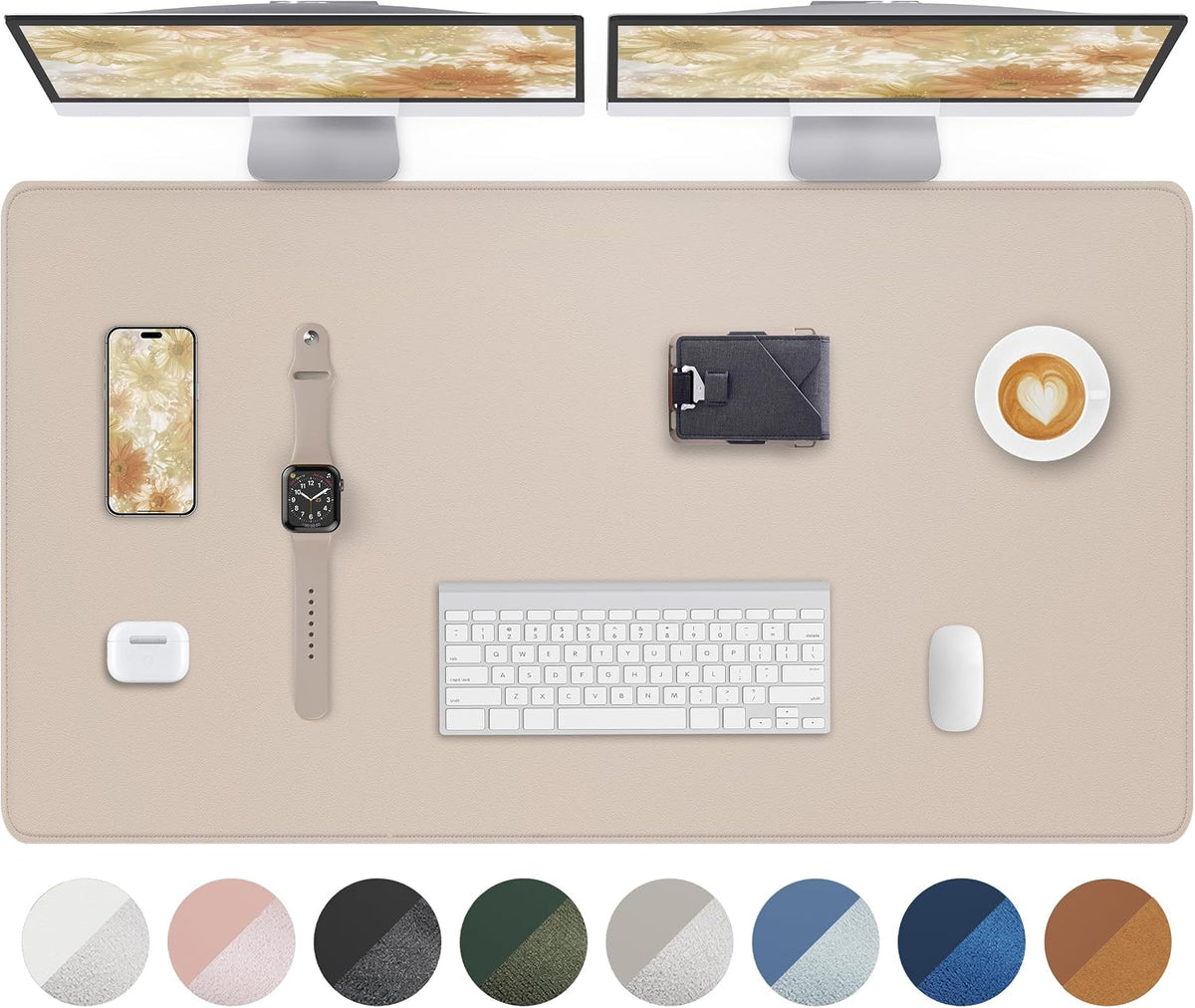 AFIING Large Desk Mat 55" x 24" - PU Leather Desk Pad Protector, Waterproof Non-Slip Extended Mouse Pad for Office Desk, Keyboard, Laptop and Home Workspace (Black)