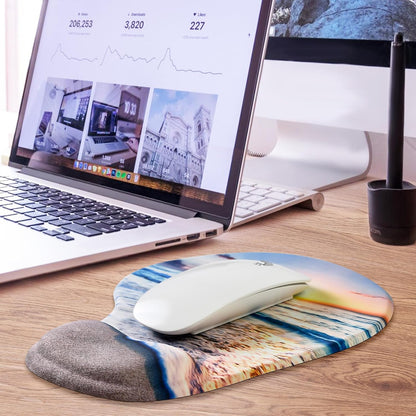 JIKIOU Mouse Pad, 2 Pack Ergonomic Mouse Pads with Comfortable Gel Wrist Rest Support and Smooth Cloth, Non-Slip PU Base for Easy Typing Pain Relief Durable and Easy to Clean Small Black