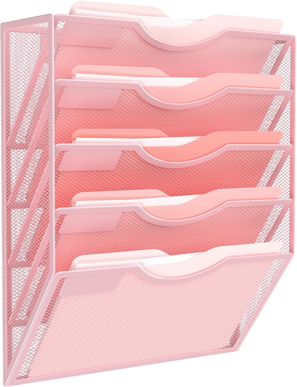 Kuntine.B Wall File Organizer Office Hanging Magazine Holder Wall File Organizer for Office Home (Black, 5 Tier)