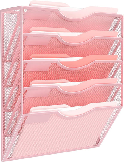 Kuntine.B Wall File Organizer Office Hanging Magazine Holder Wall File Organizer for Office Home (Black, 5 Tier)