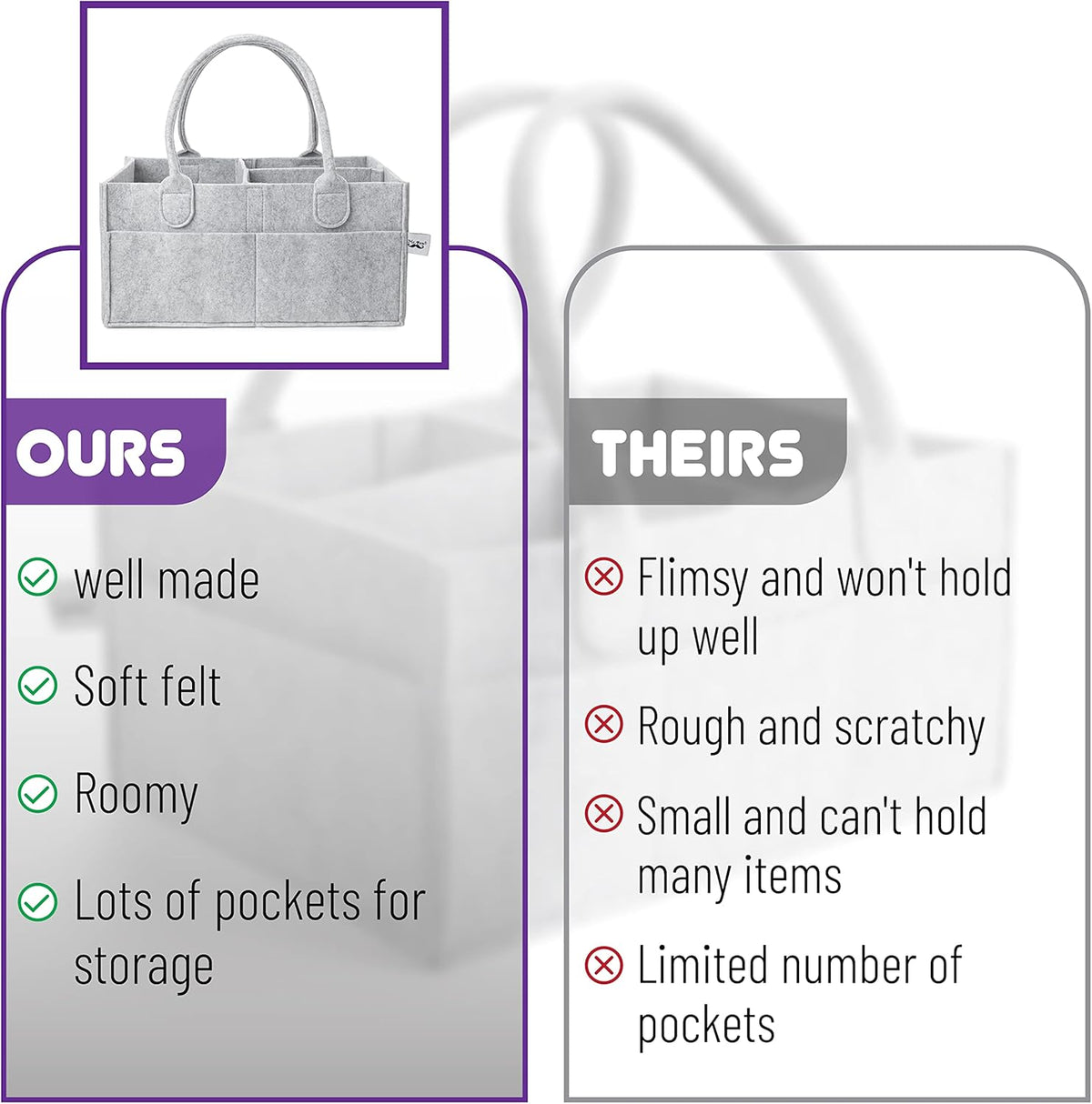 Baby Diaper Caddy Organizer, Gray, Medium