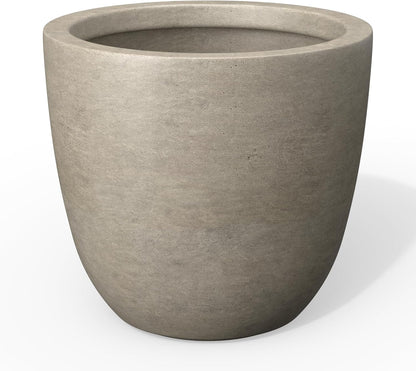 Kante 8.9" H x 10" W Small Concrete Planter, Compact Desktop Plant Pot with Drainage Hole & Rubber Plug – Lightweight Breathable Cement Container for Succulents, Cactus, Herbs, Indoor Outdoor, Gift