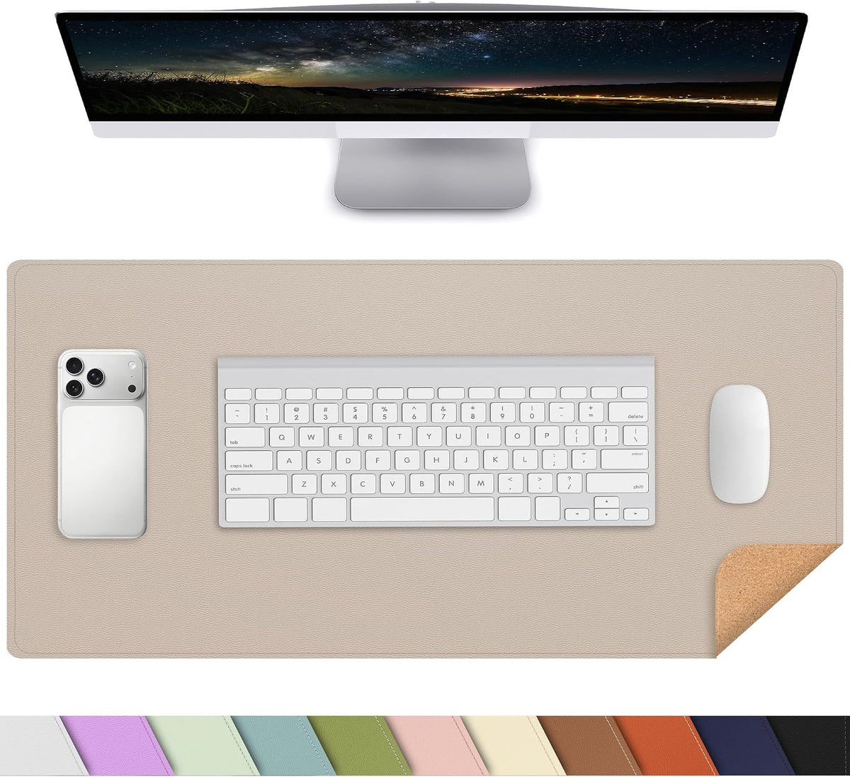 Large Desk Mat, 47" x 17", Black