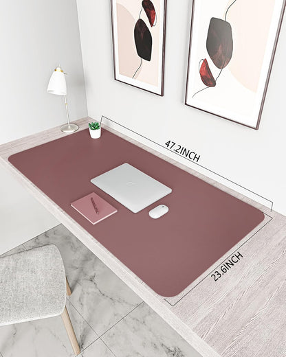 YSAGi Non-Slip Leather Desk Pad, Waterproof Laptop Computer Desk Keyboard Mat, Table Protector Blotter Mat, Large Mouse Pad for Office/Work/Home/Decor(Dark Brown, 31.5" x 15.7")