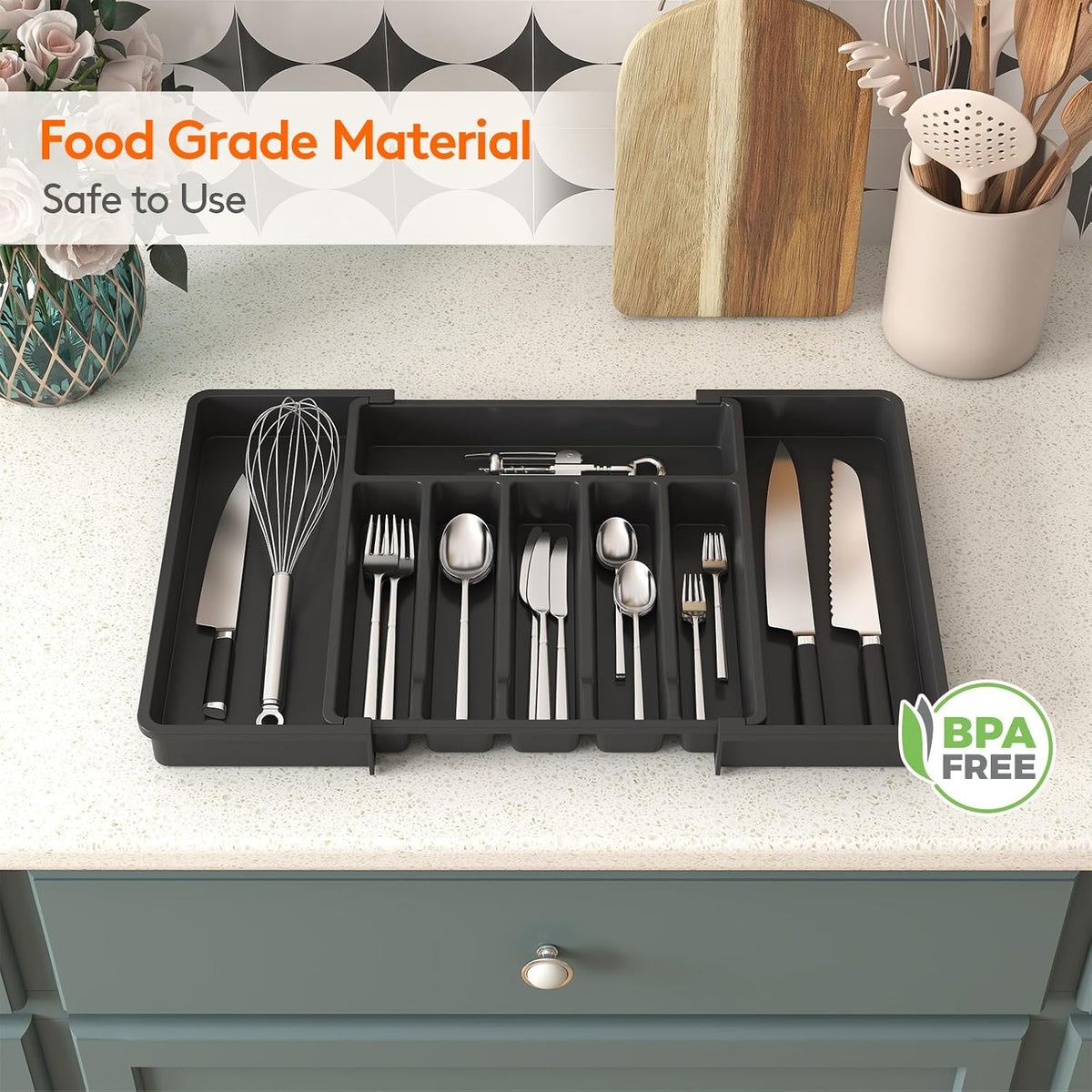 Expandable Silverware Drawer Organizer, Kitchen Utensil Tray