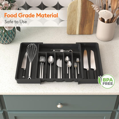 Expandable Silverware Drawer Organizer, Kitchen Utensil Tray