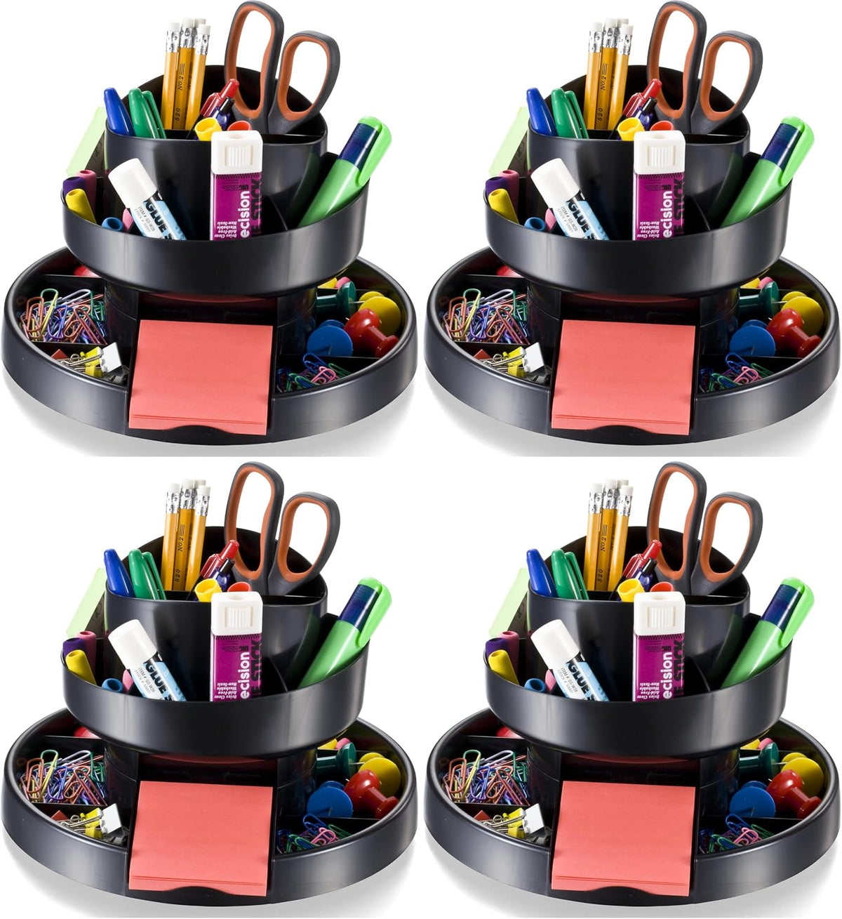Recycled Rotary Organizer, 16 compartments, 10 1/4 x 6 3/4, Black