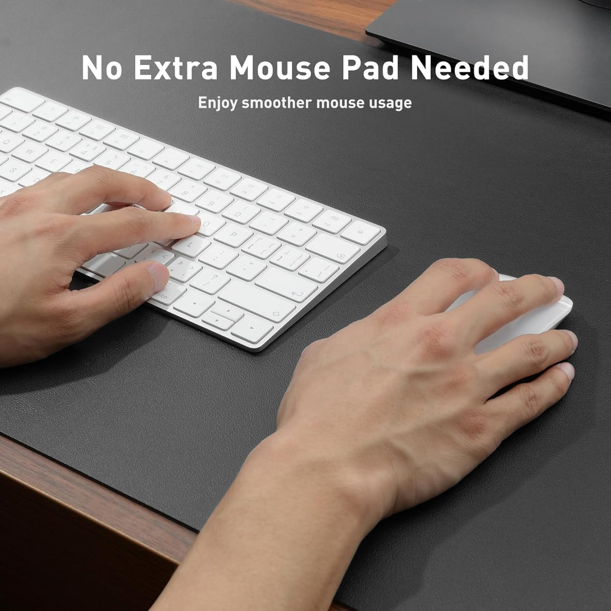 Aothia Leather Office Desk Pad Protector, Non-Slip PU Leather Desk Blotter, Waterproof Laptop Writing Mouse Pad for Office and Home, Black, 31.5" x 15.7" - Colors B