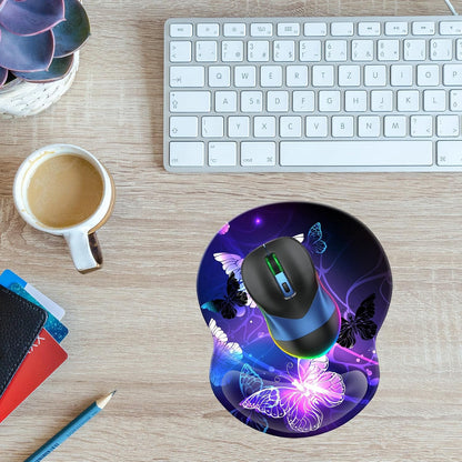 Wrist Support Mouse Pad Anti Slip Rubber Wrist Rest Mousepad 9in X 8in Small Desktop Notebook Mouse Mat for Working and Gaming (M-Pink Floral)