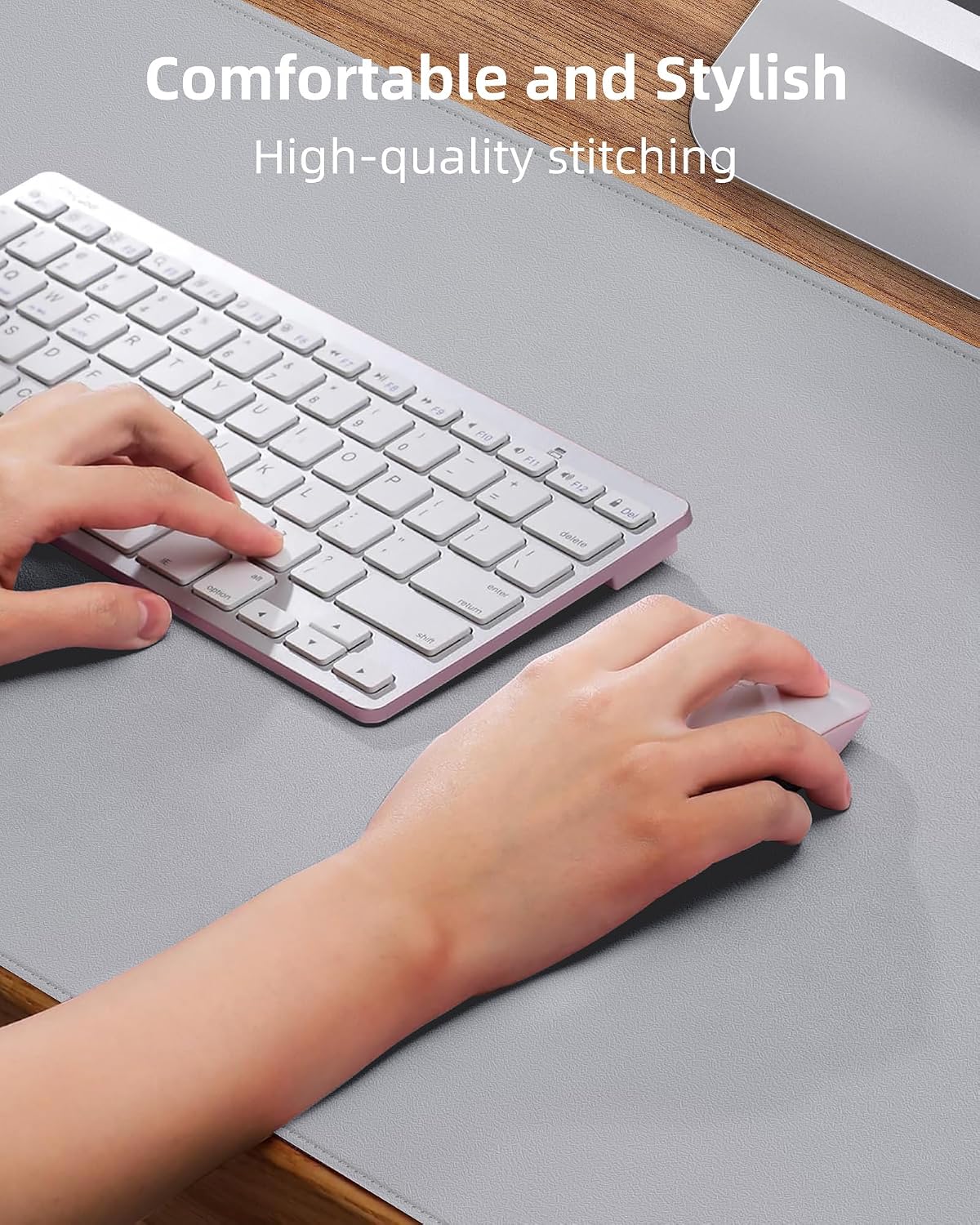 AFIING Large Desk Mat 55" x 24" - PU Leather Desk Pad Protector, Waterproof Non-Slip Extended Mouse Pad for Office Desk, Keyboard, Laptop and Home Workspace (Black)