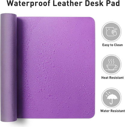 Aothia Leather Office Desk Pad Protector, Non-Slip PU Leather Desk Blotter, Waterproof Laptop Writing Mouse Pad for Office and Home, Black, 31.5" x 15.7" - Colors B