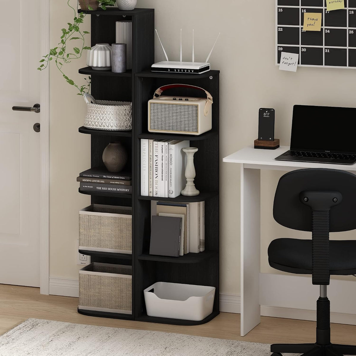 Furinno PASIR Book Shelf, 2-Tier Modern Bookshelf, Open Shelves Bookcase 9 x 12 x 21, Easy Assembly, for Living Room, Bedroom, Home Office, White