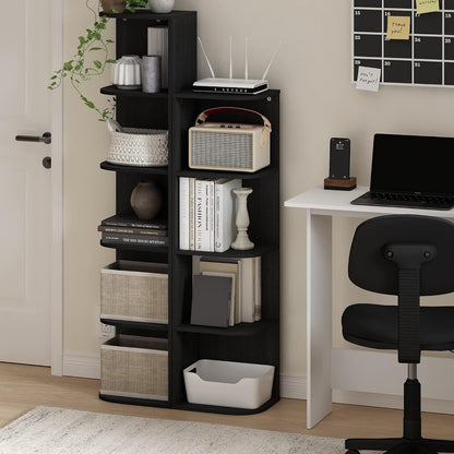Furinno PASIR Book Shelf, 2-Tier Modern Bookshelf, Open Shelves Bookcase 9 x 12 x 21, Easy Assembly, for Living Room, Bedroom, Home Office, White
