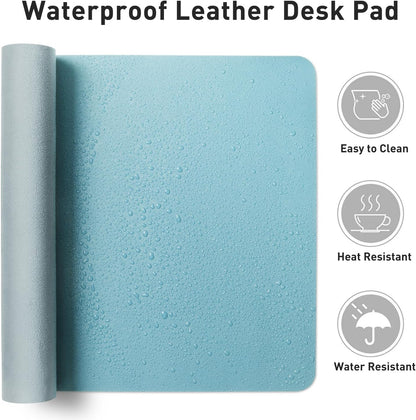 Aothia Leather Office Desk Pad Protector, Non-Slip PU Leather Desk Blotter, Waterproof Laptop Writing Mouse Pad for Office and Home, Black, 31.5" x 15.7" - Colors B