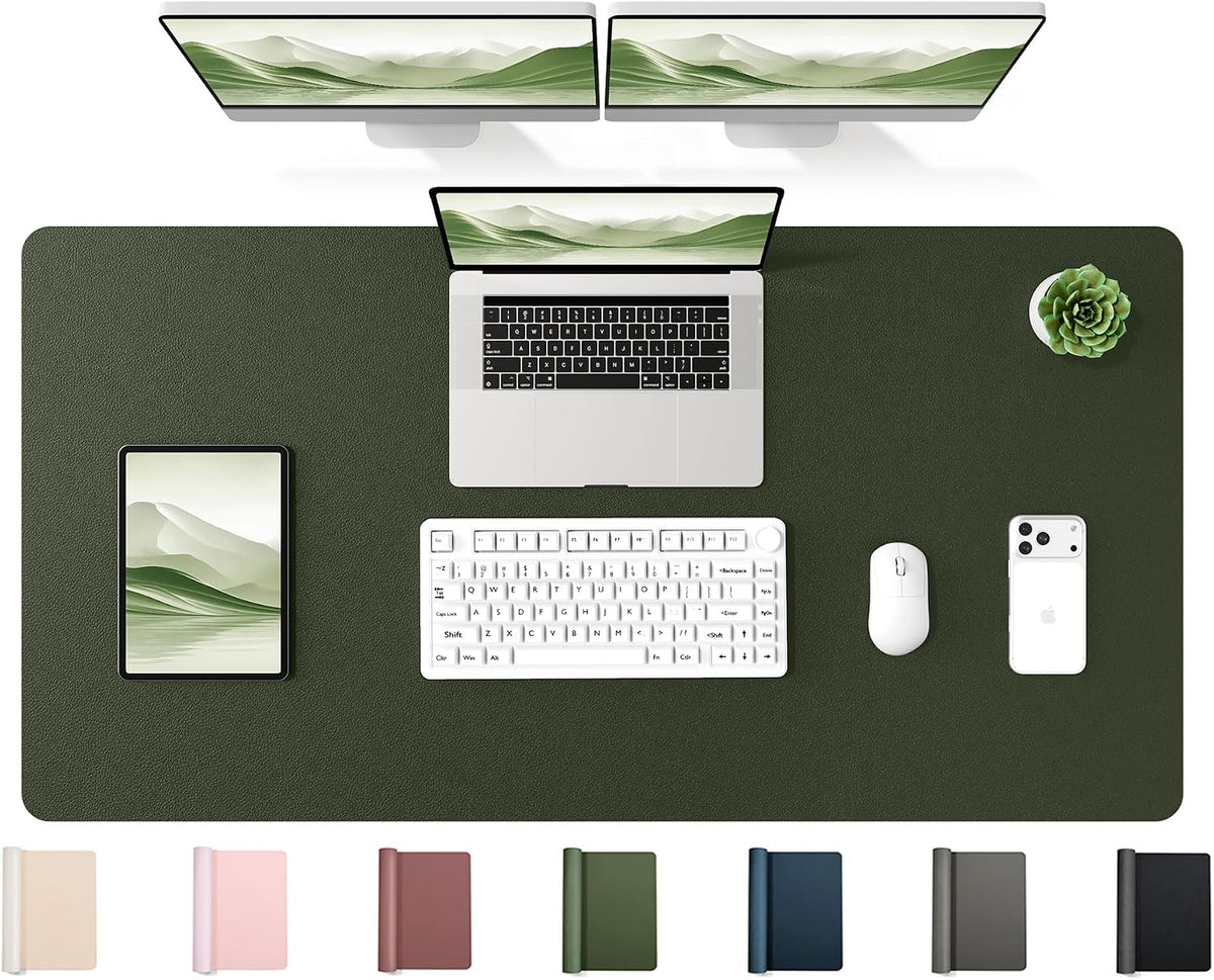 35.4" x 17" Large PU Leather Desk Mat for Keyboard and Mouse - Waterproof Non-Slip Desk Pad Protector for Office, Home, Writing Desk, Black