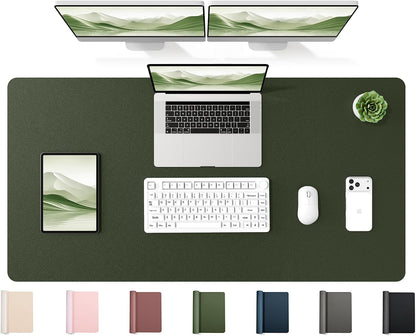 35.4" x 17" Large PU Leather Desk Mat for Keyboard and Mouse - Waterproof Non-Slip Desk Pad Protector for Office, Home, Writing Desk, Black