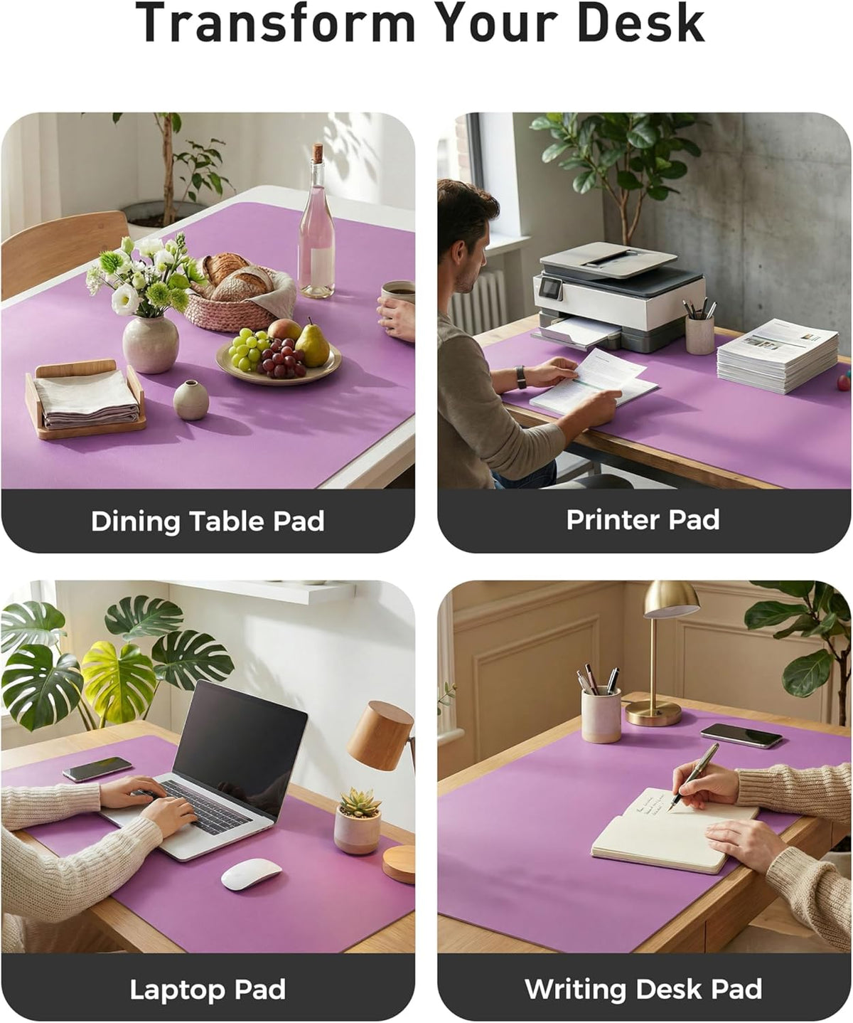 Aothia Leather Office Desk Pad Protector, Non-Slip PU Leather Desk Blotter, Waterproof Laptop Writing Mouse Pad for Office and Home, Black, 31.5" x 15.7" - Colors B