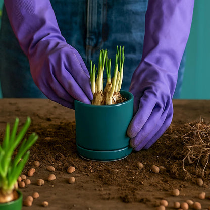D'vine Dev 4.7 Inch Ceramic Planter Pot with Drainage Hole and Saucer, Indoor Cylinder Round Planter Pot, Teal, 94-O-B-9