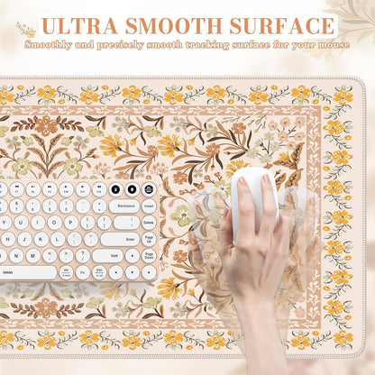 iCasso Desk Mat for Keyboard and Mouse, Large Mouse Pad, Desk Pad Mat, Anti-Slip Big Mousepad with Stitched Edges for Computer Desktop(Deep Green)