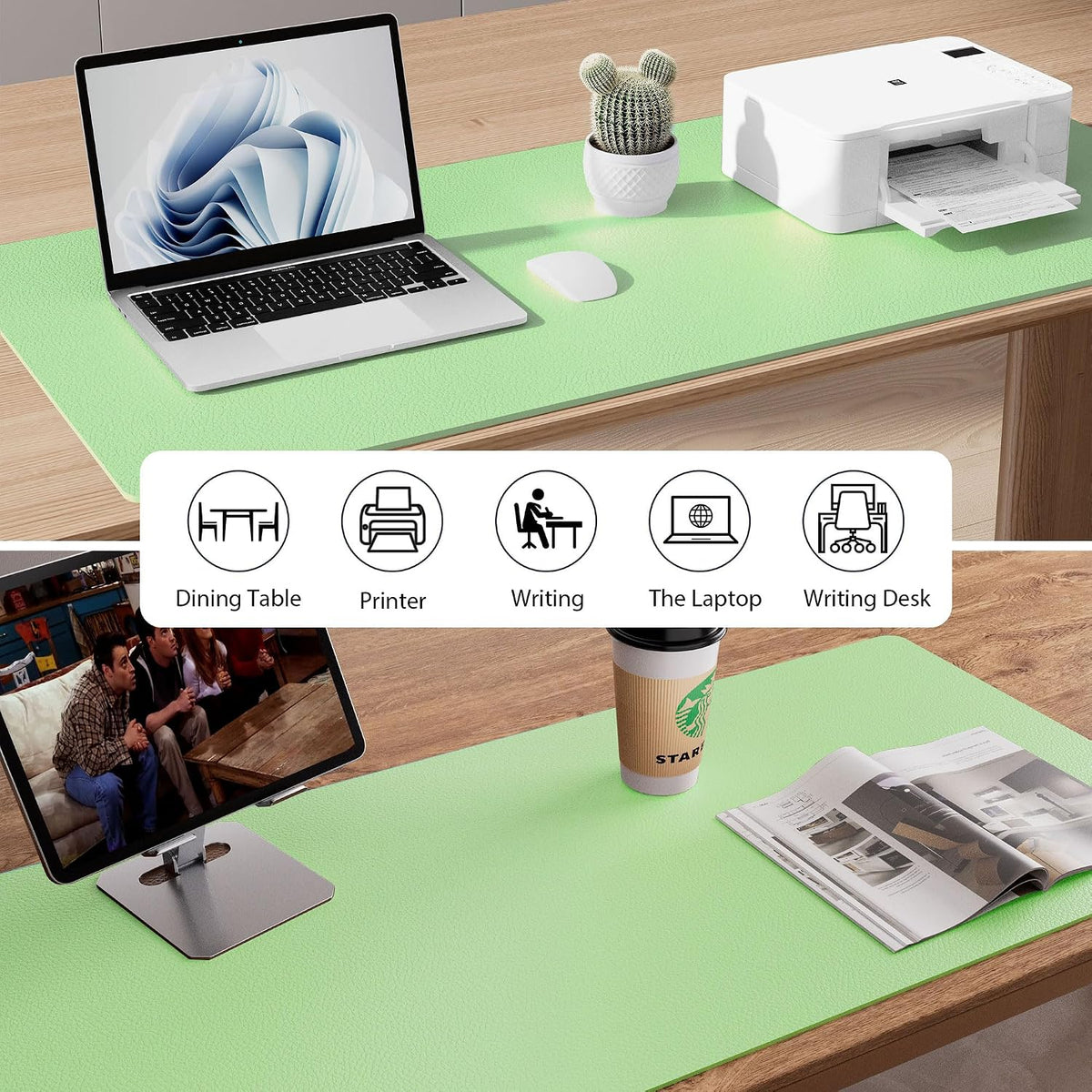 Aothia Leather Office Desk Pad Protector, Non-Slip PU Leather Desk Blotter, Waterproof Laptop Writing Mouse Pad for Office and Home, Black, 31.5" x 15.7" - Colors A