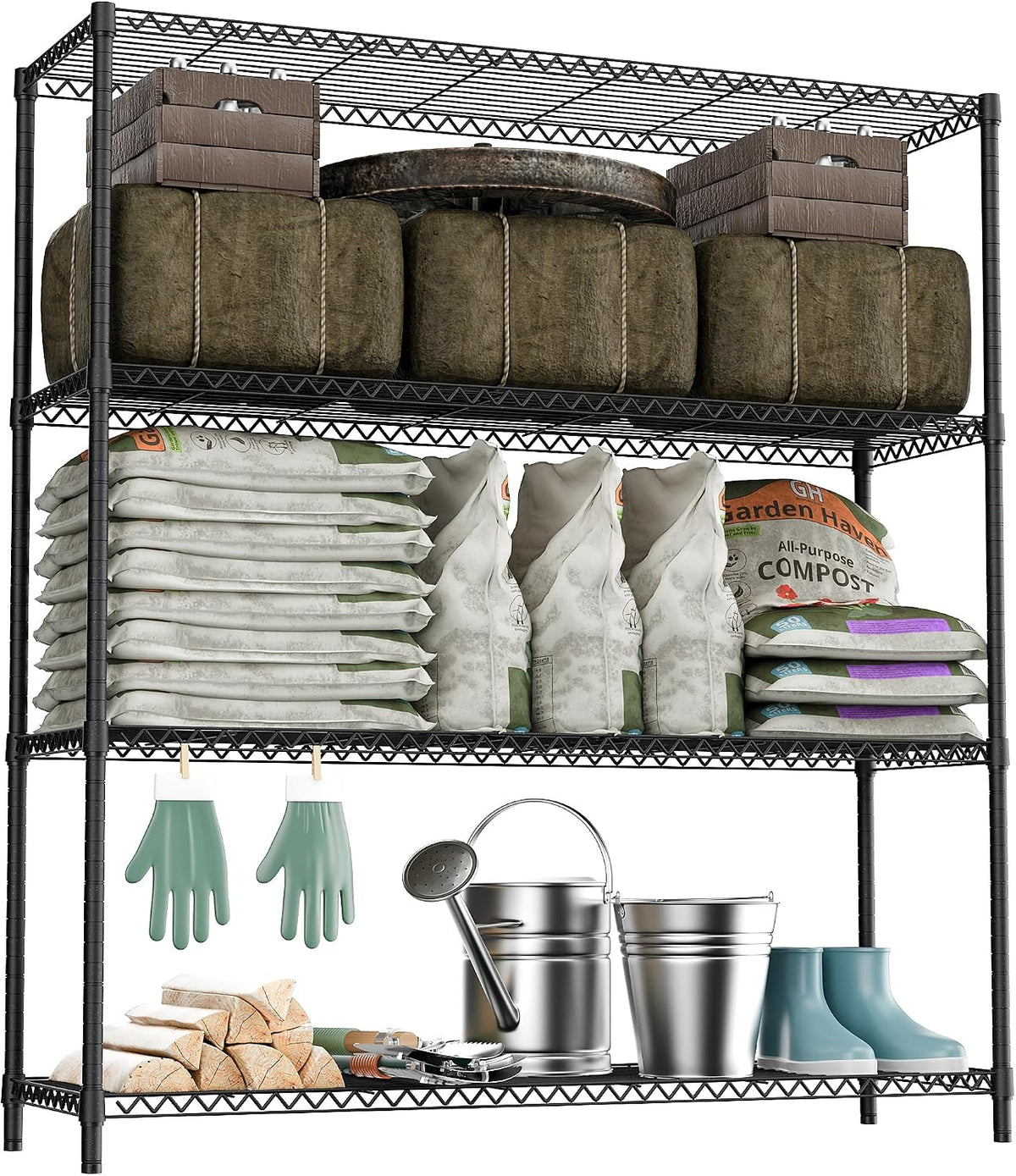 M MZG 450 lbs Steel Storage Shelving 3-Tier Utility Shelving Unit Steel Organizer Wire Rack for Home,Kitchen,Office (11.8" D x 17.7" W x 26.3" H) - Colors B