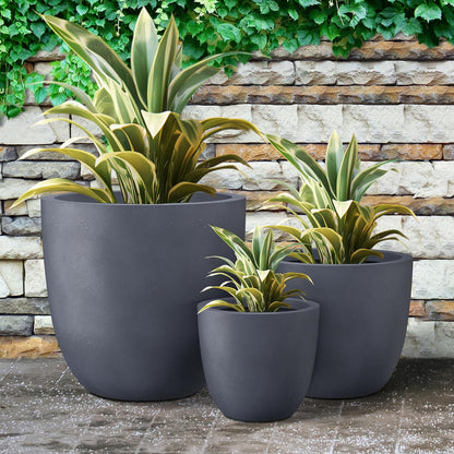 Kante 8.9" H x 10" W Small Concrete Planter, Compact Desktop Plant Pot with Drainage Hole & Rubber Plug – Lightweight Breathable Cement Container for Succulents, Cactus, Herbs, Indoor Outdoor, Gift