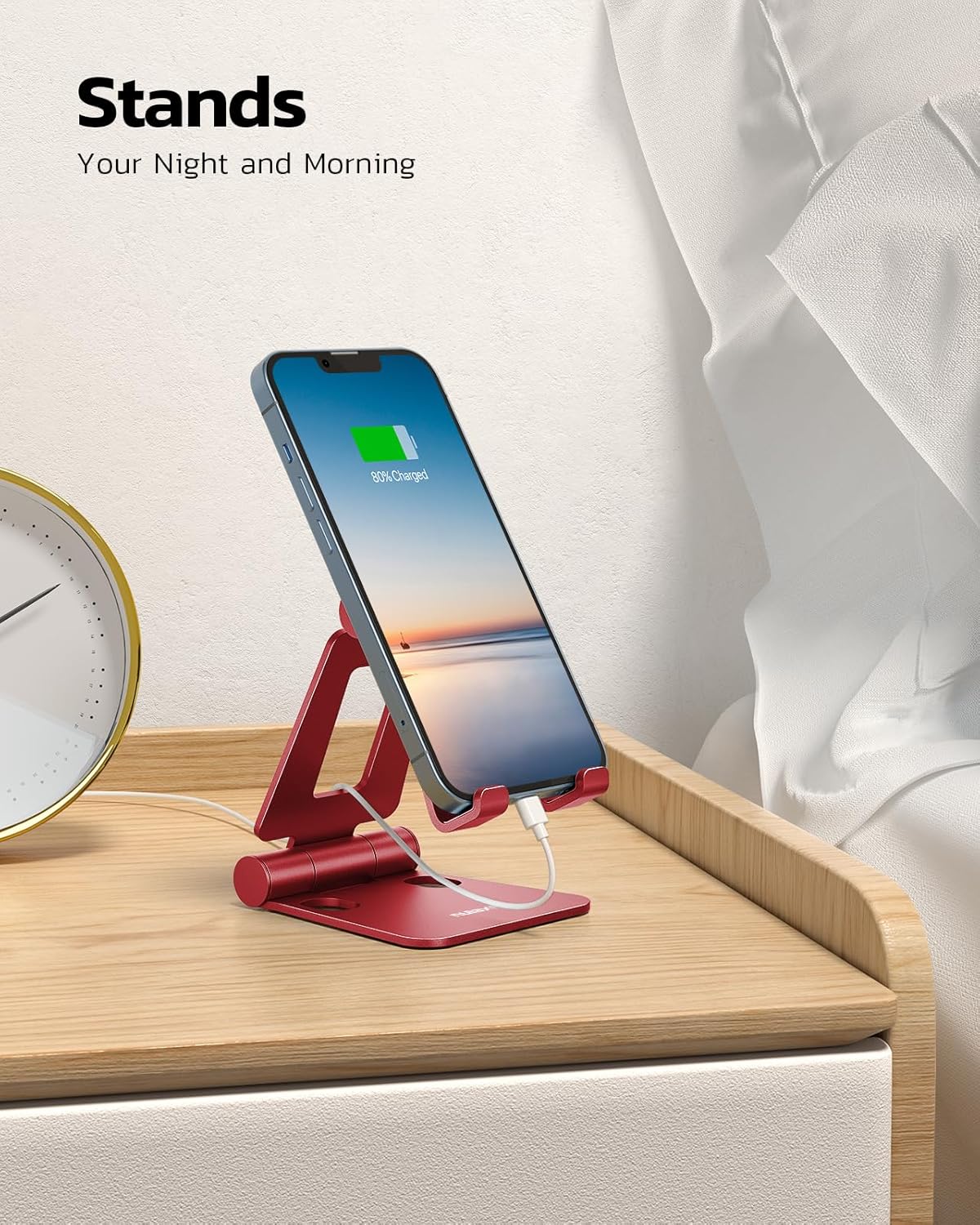 Nulaxy Dual Folding Cell Phone Stand, Fully Adjustable Foldable Desktop Phone Holder Cradle Dock Compatible with iPhone 17 16 15 14 13 12 11 Pro Max Xs Xr X 8, Nintendo Switch, All Phones - Purple