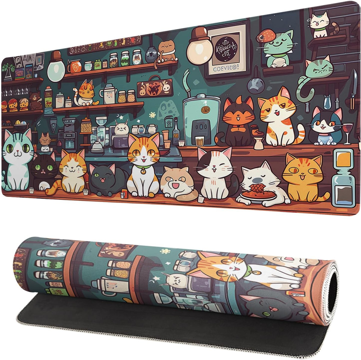 Japanese Mouse Pad, Large Japanese Desk Mat, XL Anime Gaming Keyboard Mat, Non-Slip Rubber Base, Big Extended Desk Protector for Home Office, 31.5”x11.8”