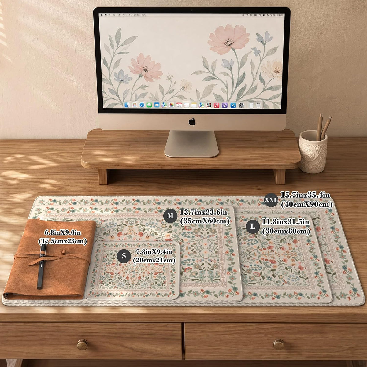 iCasso Desk Mat for Keyboard and Mouse, Large Mouse Pad, Desk Pad Mat, Anti-Slip Big Mousepad with Stitched Edges for Computer Desktop(Deep Green)