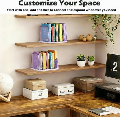 AUPSEN 5-Section File Organizer for Desk, Wood Mesh Desktop File Organizer, File Sorter Storage Rack, Vertical Folder Holder for Files, Magazines, Books (Black)