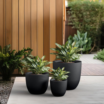 Kante 8.9" H x 10" W Small Concrete Planter, Compact Desktop Plant Pot with Drainage Hole & Rubber Plug – Lightweight Breathable Cement Container for Succulents, Cactus, Herbs, Indoor Outdoor, Gift