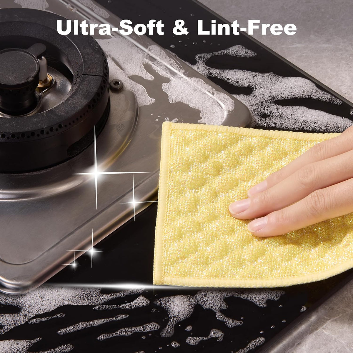18 Pack Microfiber Cleaning Cloth, Kitchen Towels for Dish Drying Washing, Absorbent Streak Free Lint Free Rags for Cleaning, Reusable and Washable Towels - 10" x 10"